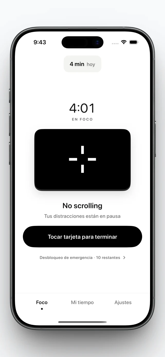 Una sesión activa de Foco en un iPhone