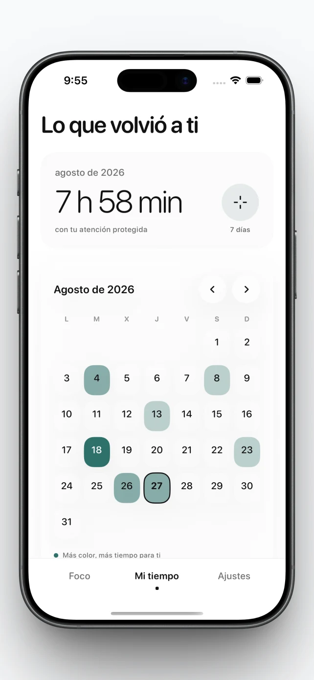 Calendario de tiempo protegido dentro de Foco